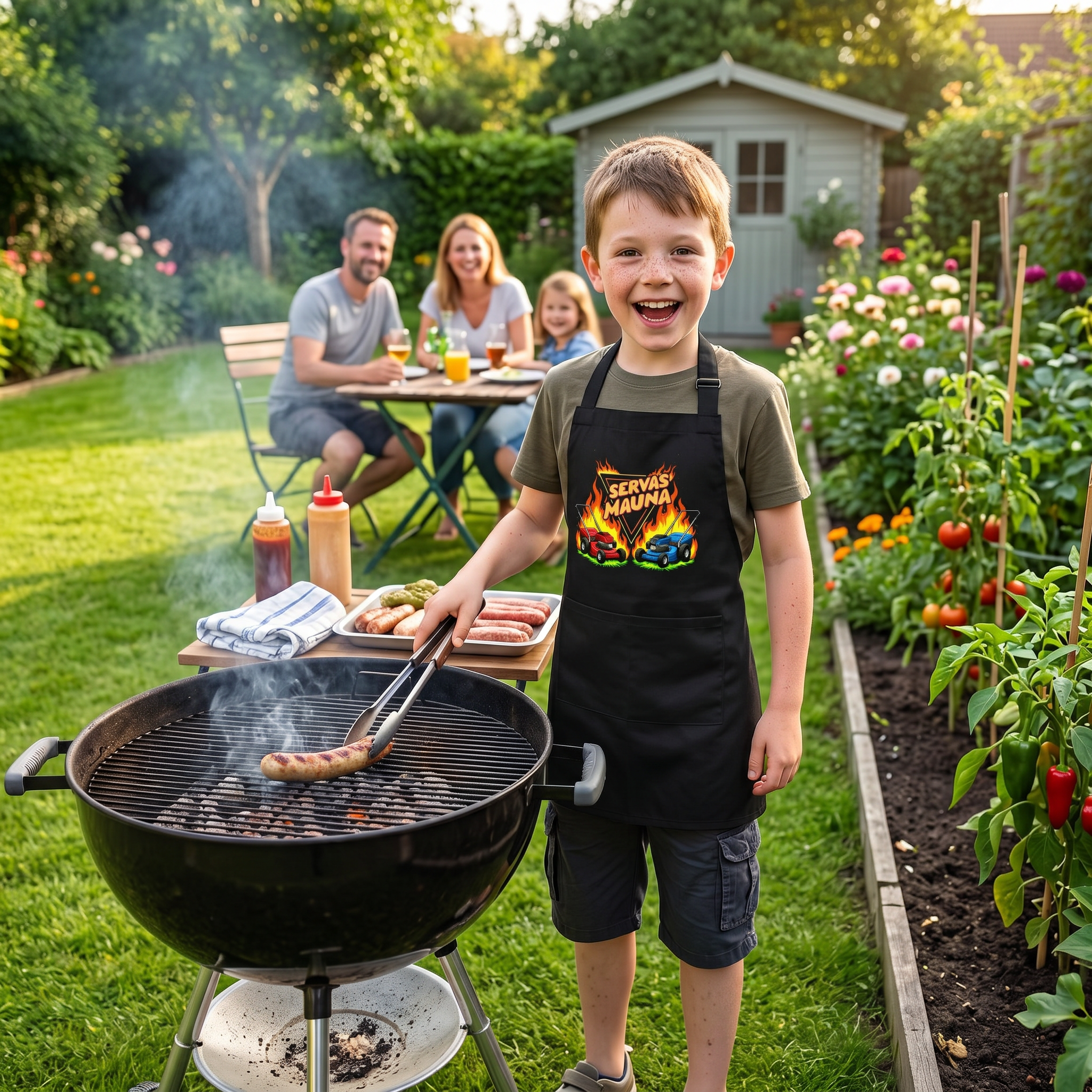 Servas Mauna - Rasenmäher - Grillschürze für Erwachsene und Kinder