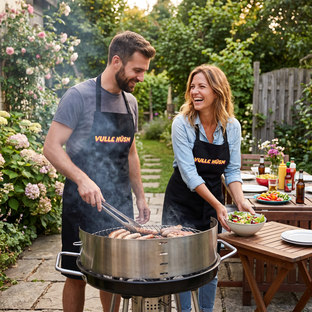 Vulle Hüsn - Schriftzug - Grillschürze für Erwachsene und Kinder